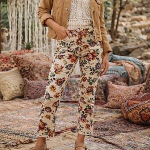 Anthropologie Pilcro High-Rise Floral Printed Slim Straight Ankle Jeans Boho